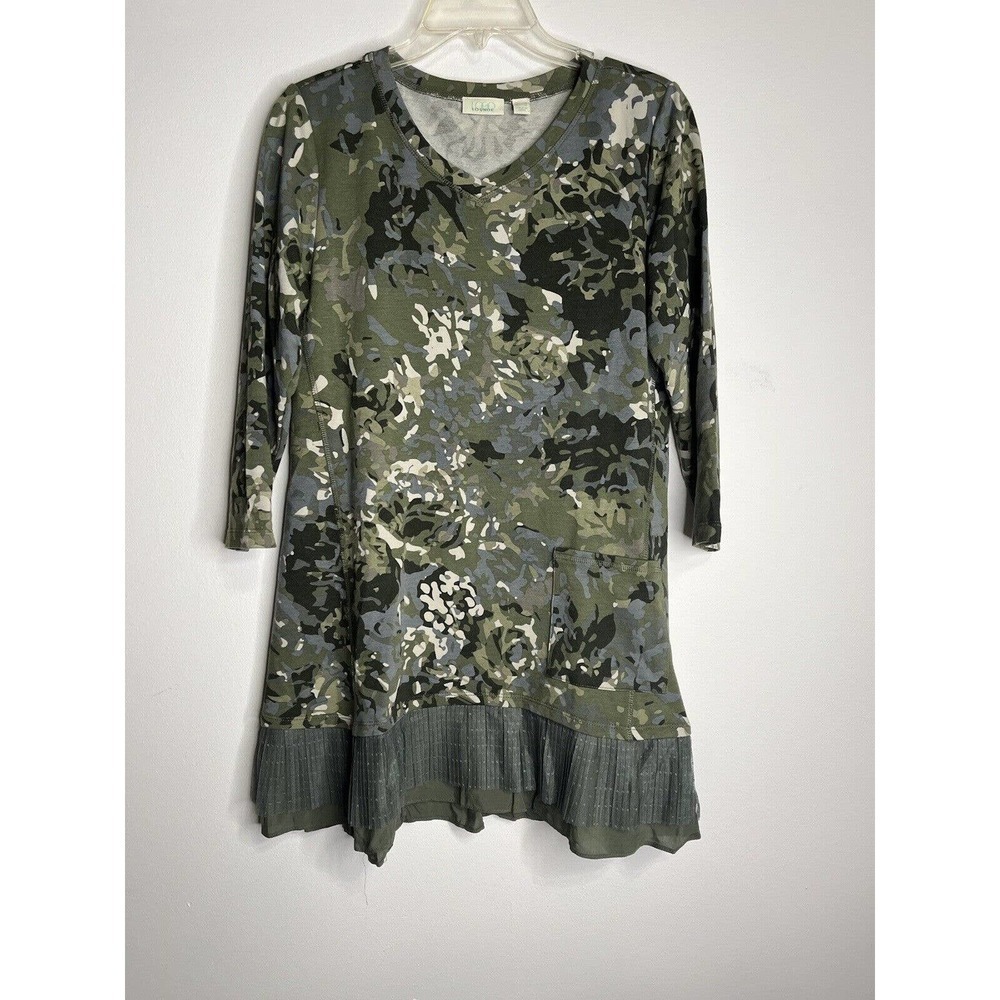 Logo Lounge Lori Goldstein Pullover Tunic Top Shirt Small Green Camo